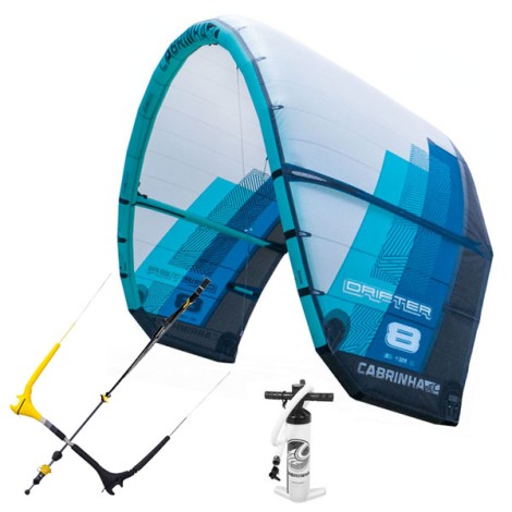 Cabrinha Drifter Kite + Bar und Pumpe aus 2018 Farbe Blau