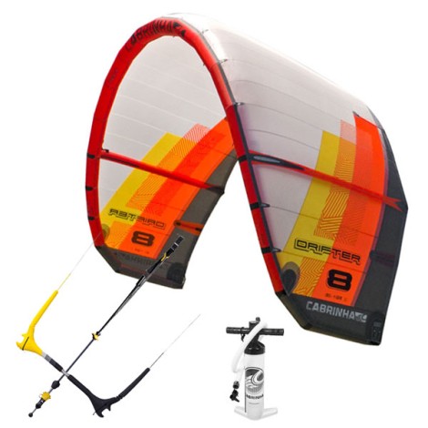 Cabrinha Drifter Kite + Bar und Pumpe aus 2018 Farbe weiß/ rot