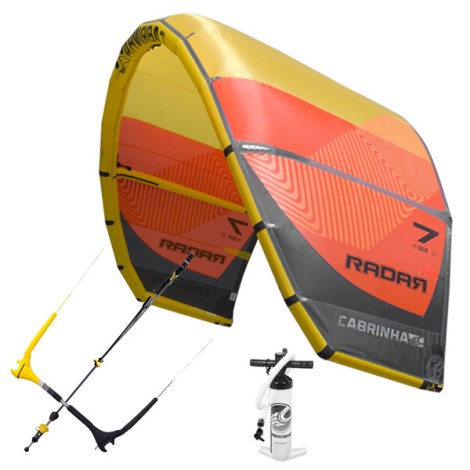 Cabrinha Radar Kite + Bar und Pumpe aus 2018 Farbe gelb/rot