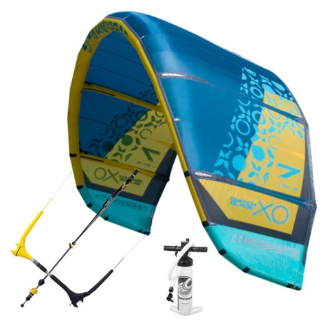 Cabrinha XO Switschblade Kite + Bar und Pumpe aus 2018 Farbe Gelb/ Blau