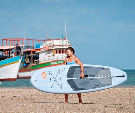 Preview: Duotone Flow Air Set SLS C54 iSUP 026 auf dem Weg zum Starnd