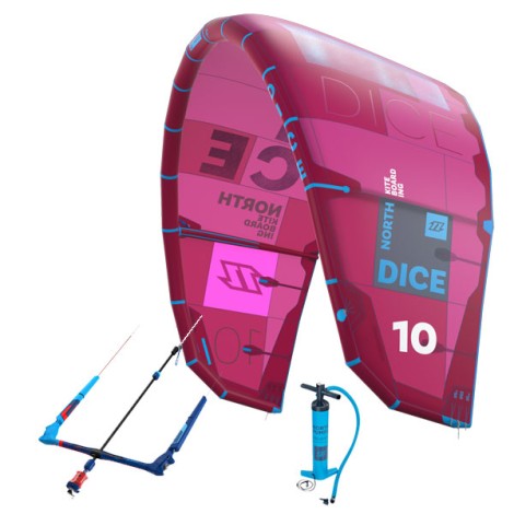 North Kiteboarding Dice Freesyle Wave  + Bar + Pumpe Pink