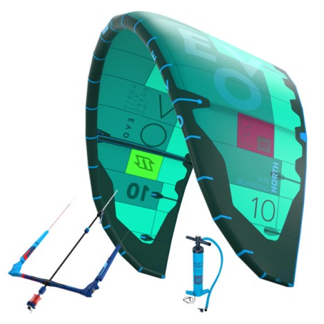 North Kiteboarding Evo + Bar + Pumpe Grün