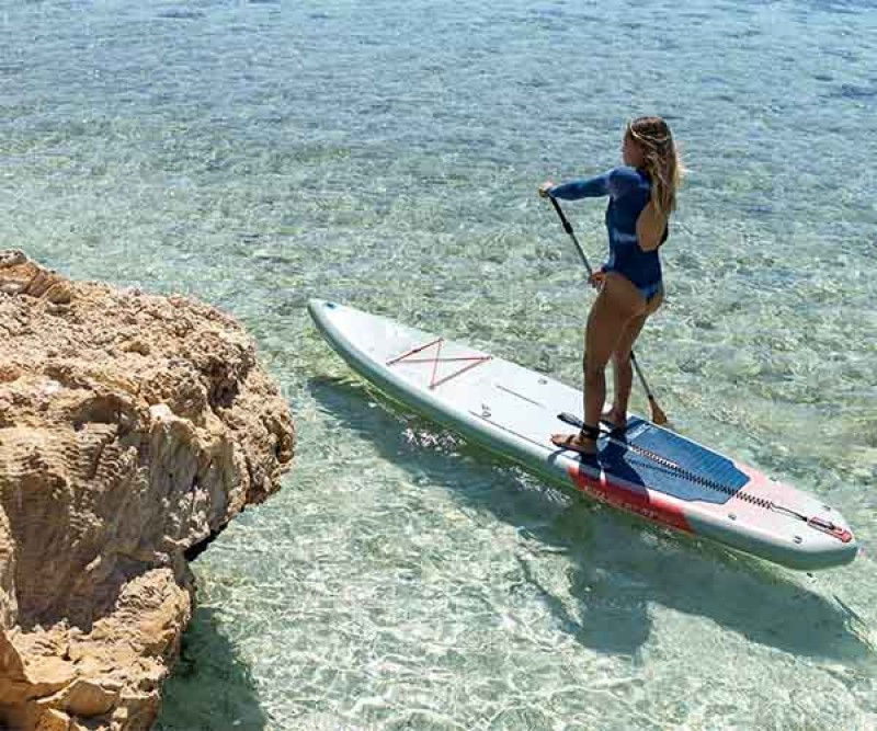 Fanatic Blitz Air Sup SLT 11.2 + 12.0 Board 025 im Sonnen Untergang Paddeln